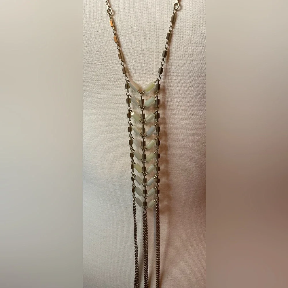 Bella Jack Gold Beaded Long Necklace Tassel‎